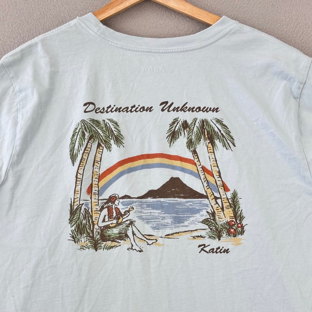 Katin T-Shirt Mens L Blue Short Sleeve Organic Cotton Beach Vacation Crewneck